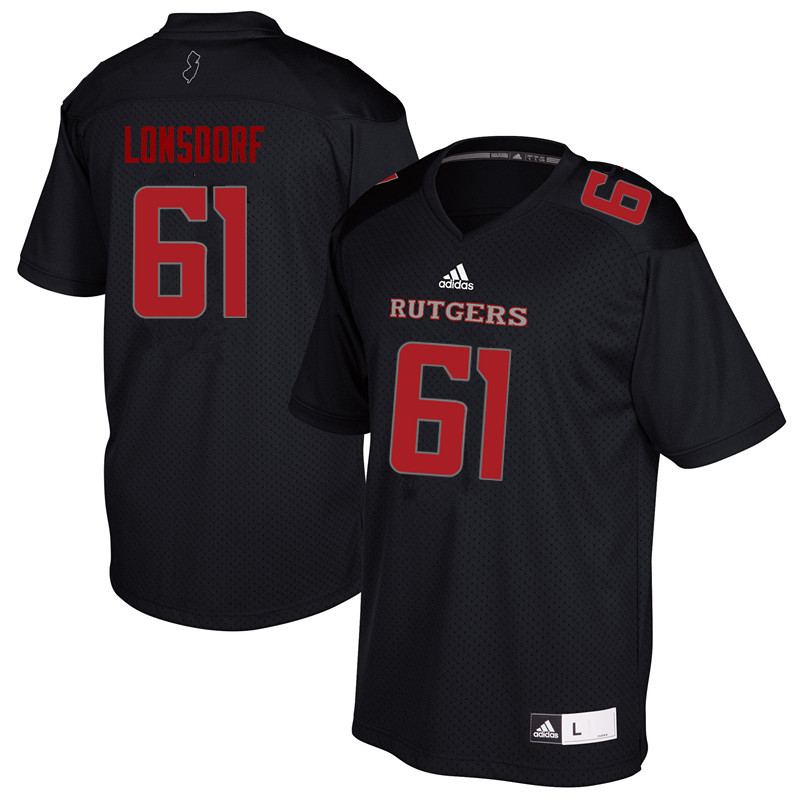 Men #61 Mike Lonsdorf Rutgers Scarlet Knights College Football Jerseys Sale-Black - Click Image to Close